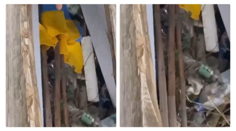 DrogMedia У Лішні національні прапори викинули до сміття