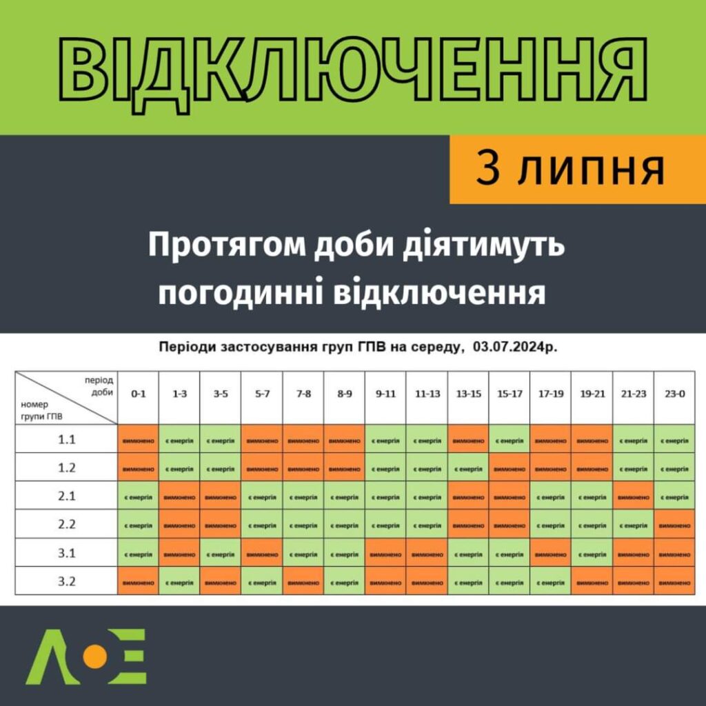 DrogMedia 3 липня на Львівщині світла не буде по 13-14 годин