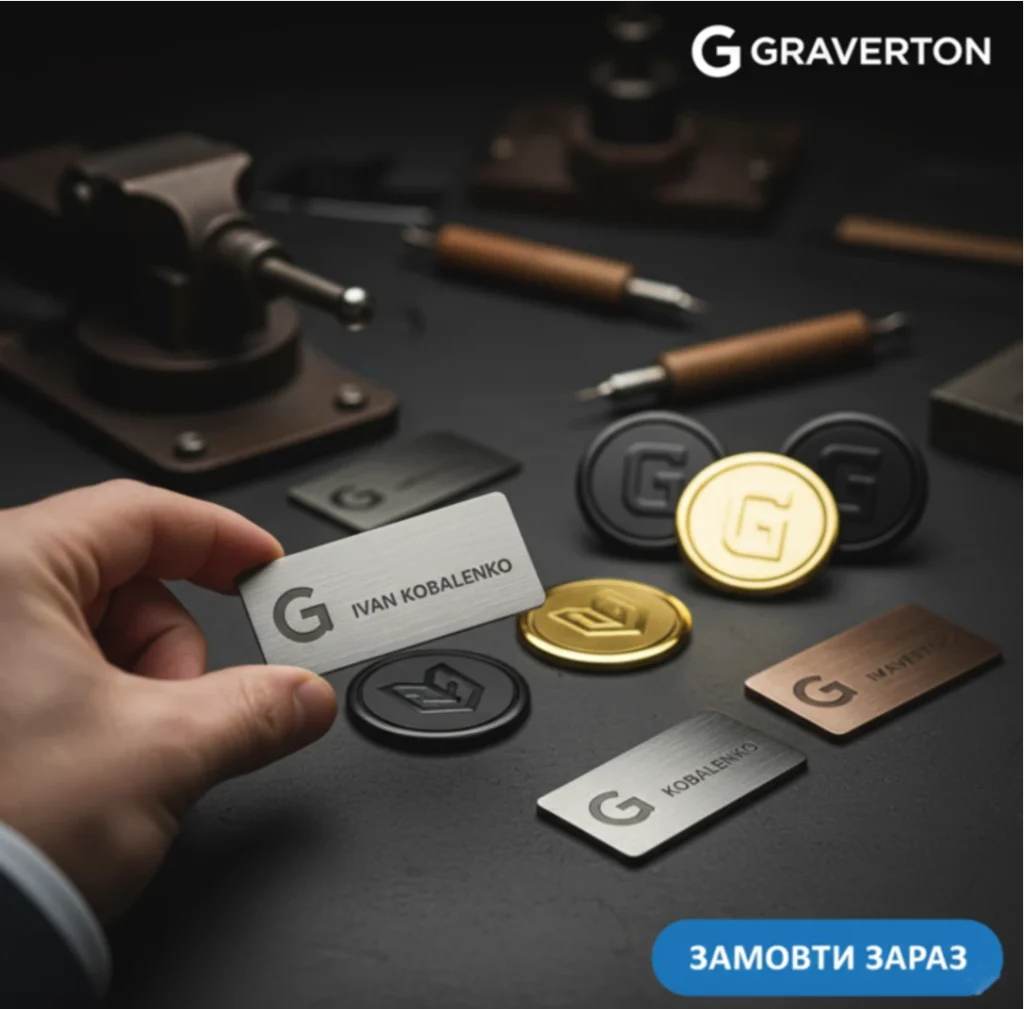 Металевий бейдж у Києві: Як обрати символ статусу та професіоналізму 1 Металевий бейдж