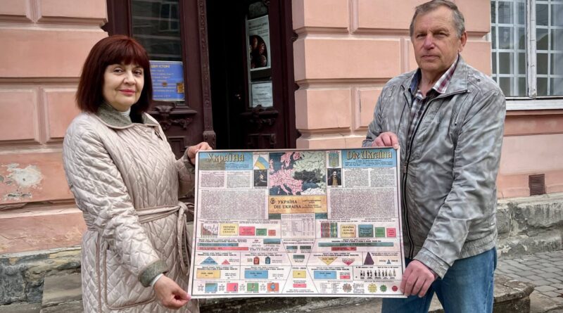 Музею «Дрогобиччина» передали репродукцію унікального плаката-інфографіки «Україна» 1920 року